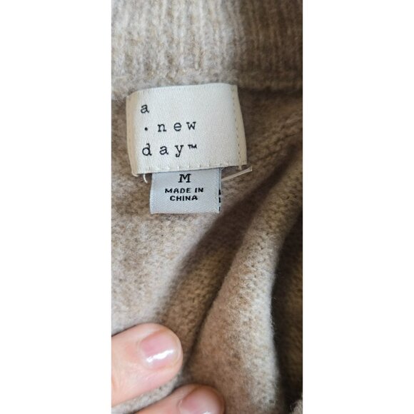 A New Day Size Medium Women's Sweater Long Sleeve Stripe Gray Black - Picture 3 of 4